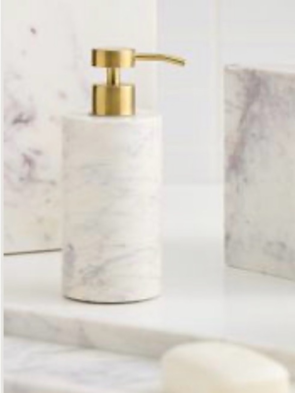 West Elm Amalfi Marble Soap Dispenser with Gold Pump